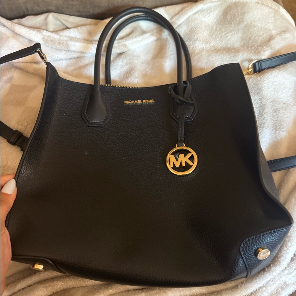Michael Kors Mercer large Black Satchel with Gold Accents
